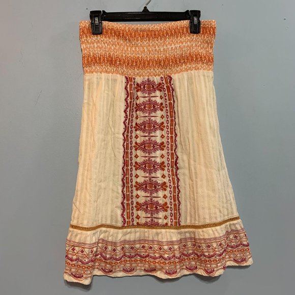 Flying Tomato Dresses & Skirts - Flying Tomato Ivory & Orange Strapless Dress Large